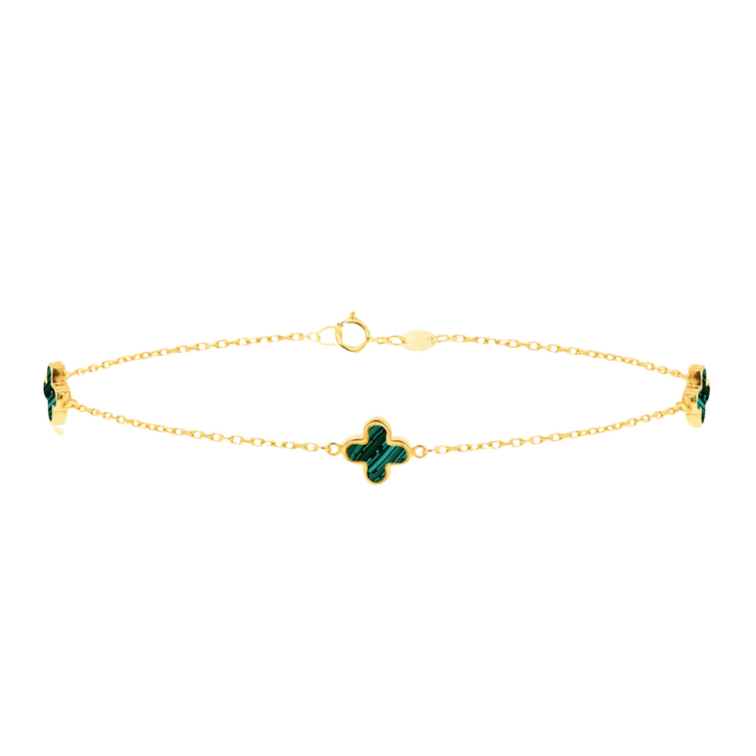 9ct Gold Malachite Petal Bracelet