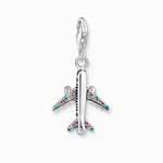 Load image into Gallery viewer, Silver Rainbow CZ Airplane Charm
