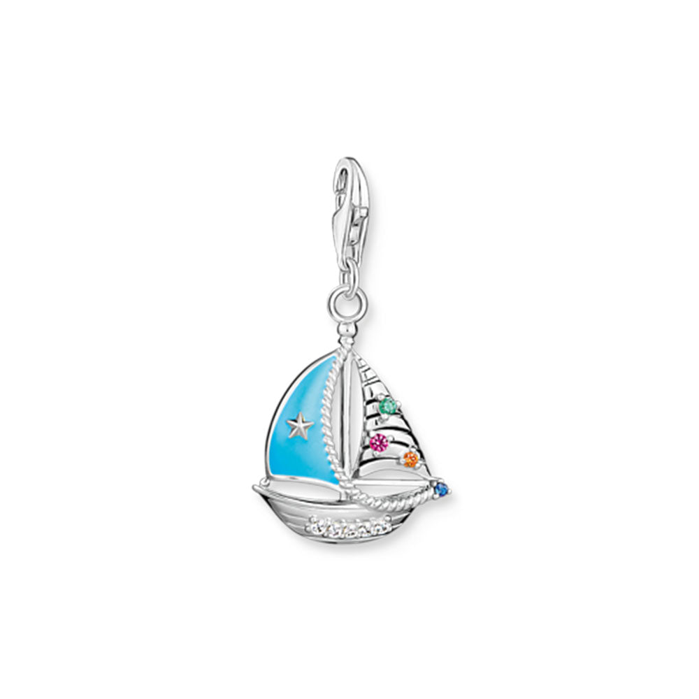 Silver Turquoise Sailing Boat Charm