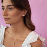 Load image into Gallery viewer, Gold Plated Honey CZ Bee Pendant Necklace