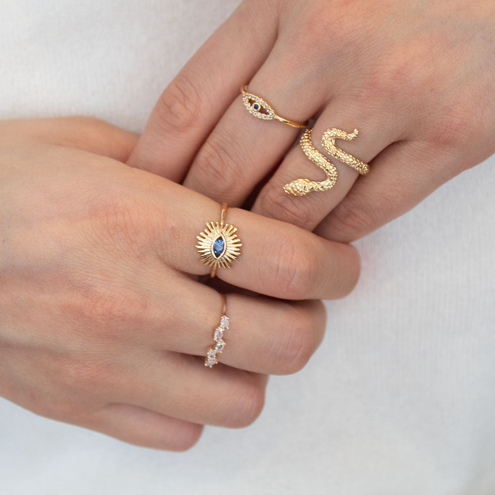 Gold Plated Cleo Starburst Evil Eye Ring