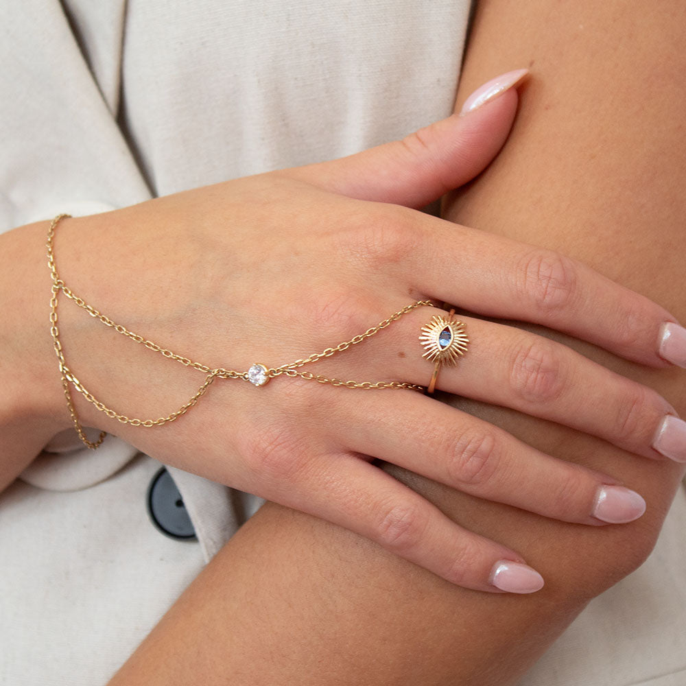 Gold Plated Cleo Starburst Evil Eye Ring