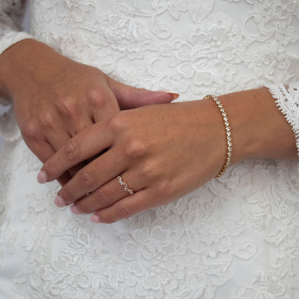 Gold Plated Clara Five CZ Cluster Ring