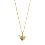 Load image into Gallery viewer, Gold Plated Honey CZ Bee Pendant Necklace