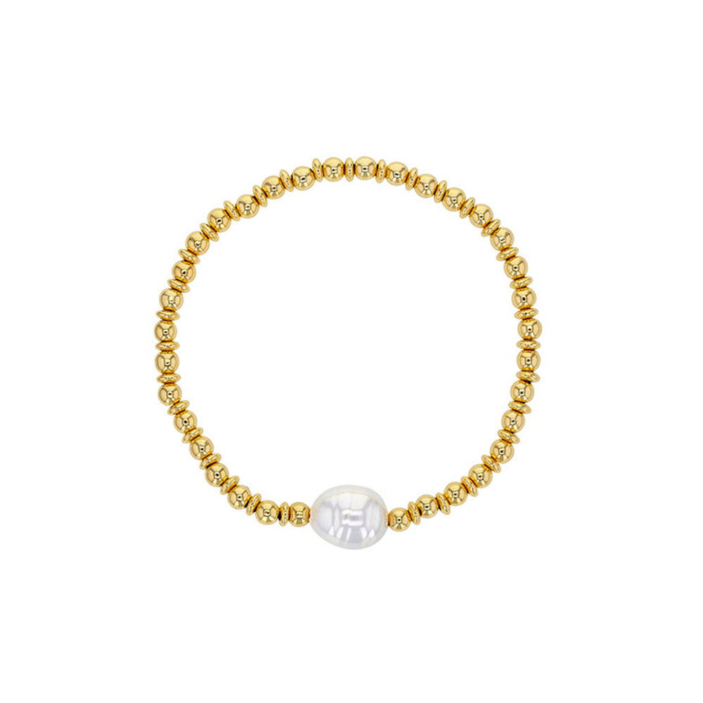 Gold Plated Isla Large Pearl Beaded Bracelet