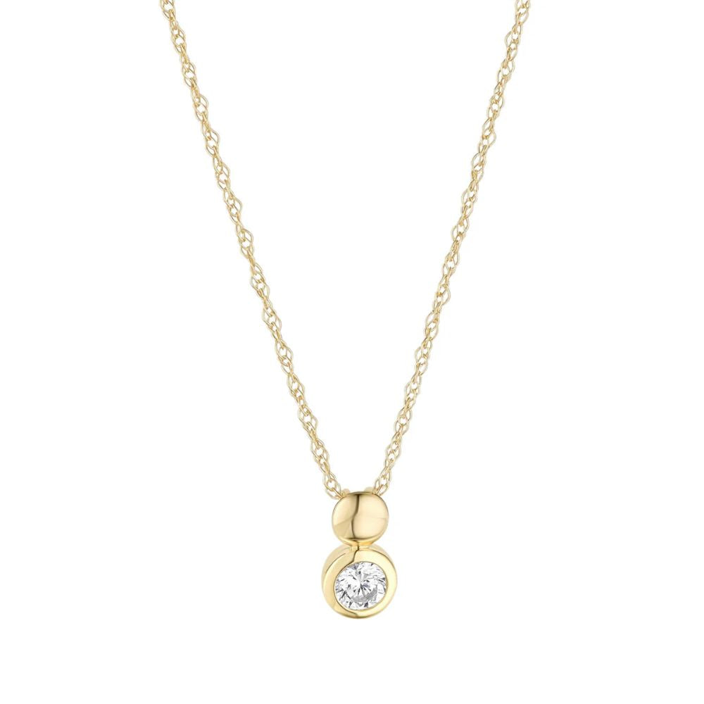 9ct Gold Ball and CZ Bezel Necklace