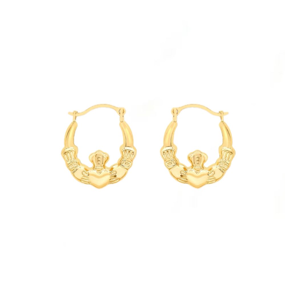 9ct Gold Claddagh Huggie Hoops