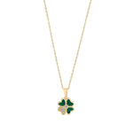 Load image into Gallery viewer, 9ct Gold Malachite CZ Clover Necklace
