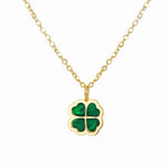 Load image into Gallery viewer, 9ct Gold Malachite Clover Pendant Necklace