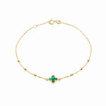 Load image into Gallery viewer, 9ct Gold Malachite Petal and Diamond Cut Ball Bracelet