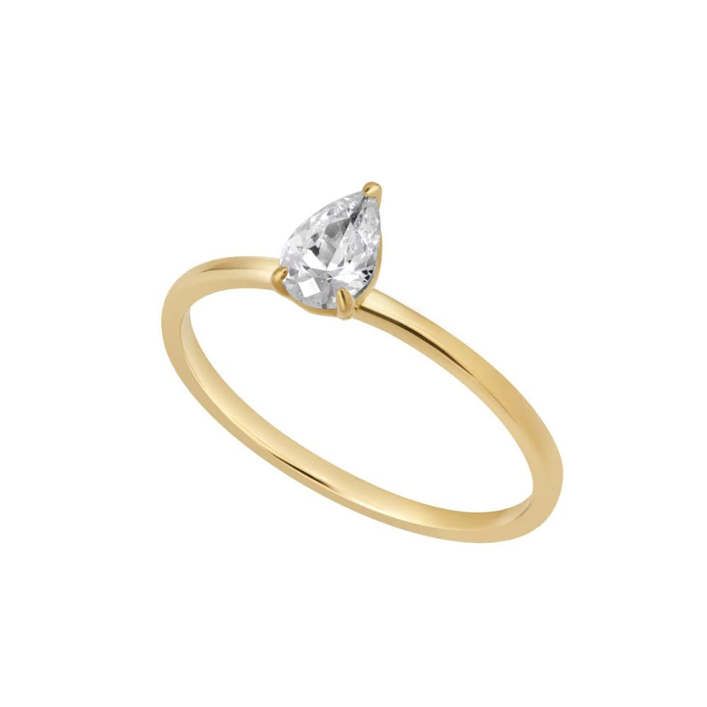9ct Gold Juliet Single Pear CZ Ring