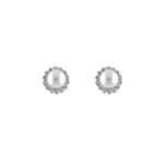 Load image into Gallery viewer, 9ct Gold Freshwater Pearl with CZ Edge Stud Earrings