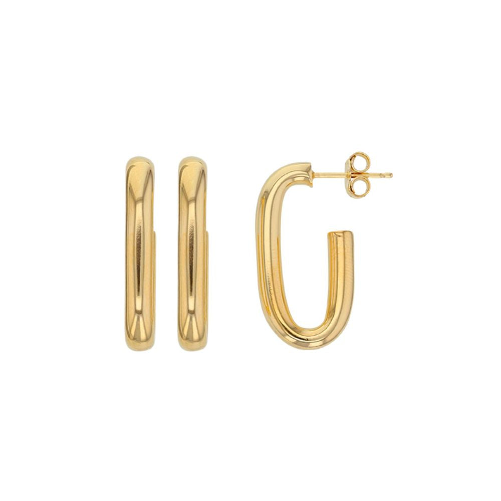 Gold Plated Chunky Oval Hoop Earrings