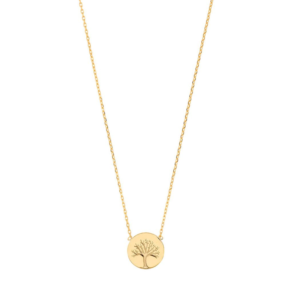 Gold Plated Willow Circle Tree of Life Necklace