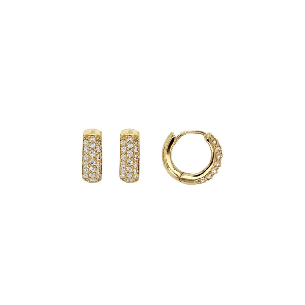 Gold Plated Clara Chunky CZ Huggie Hoop Earrings