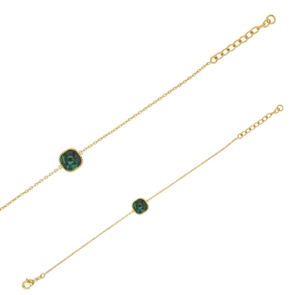 Gold Plated Malachite Cabachon Bracelet