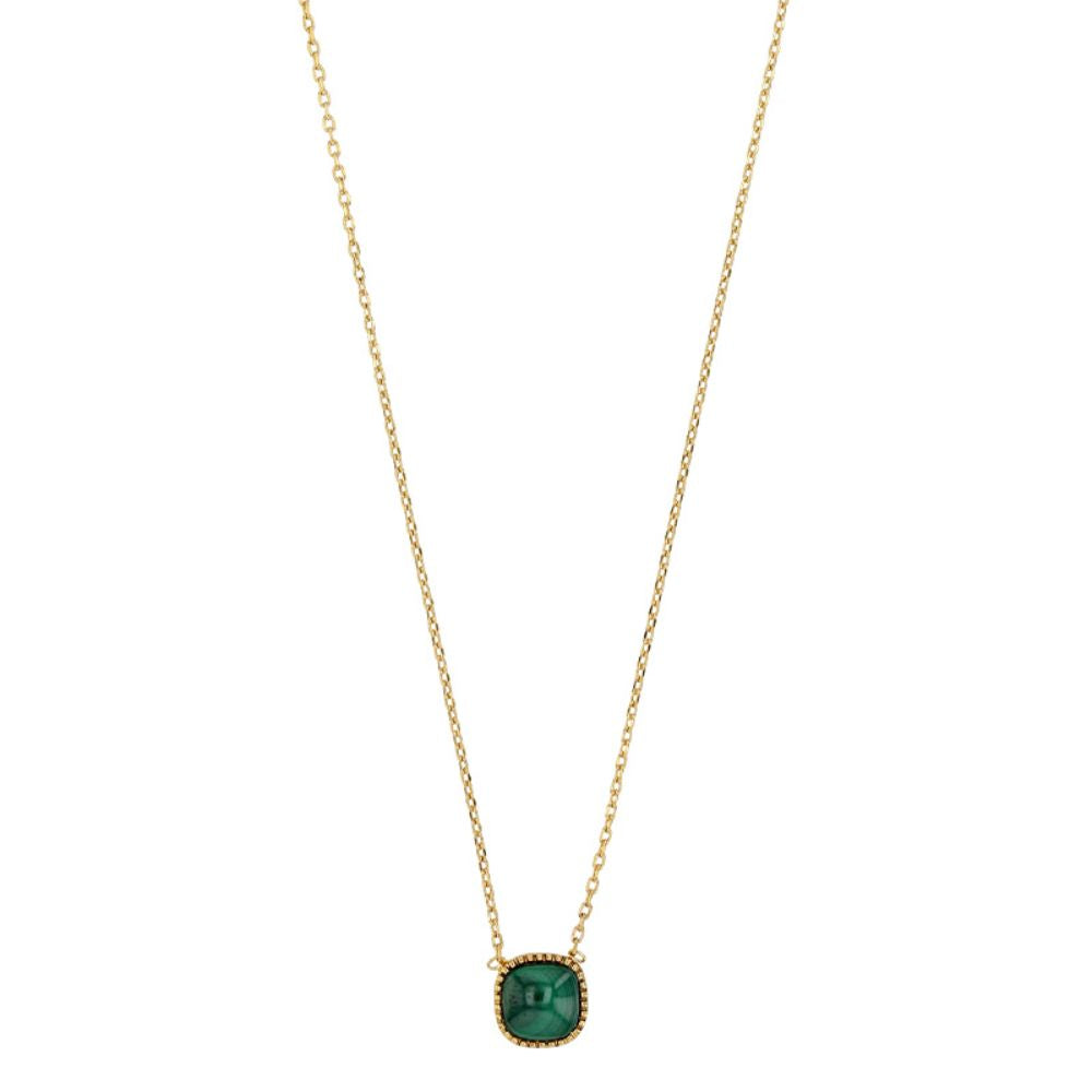 Gold Plated Malachite Cabachon Necklace