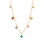 Load image into Gallery viewer, Gold Plated Multicoloured Clover Charm Necklace