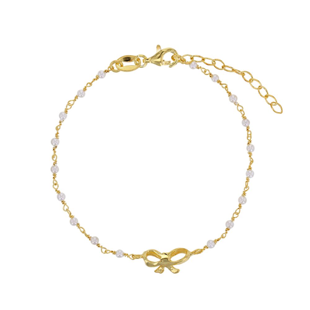 Gold Plated Isla Pearl Bow Bracelet