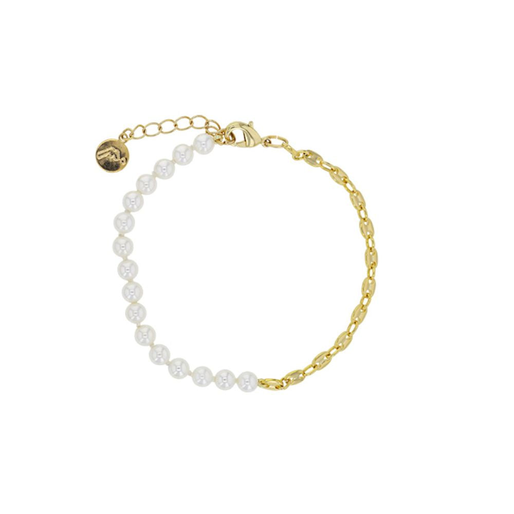 Gold Plated Isla Pearl and Marine Link Bracelet