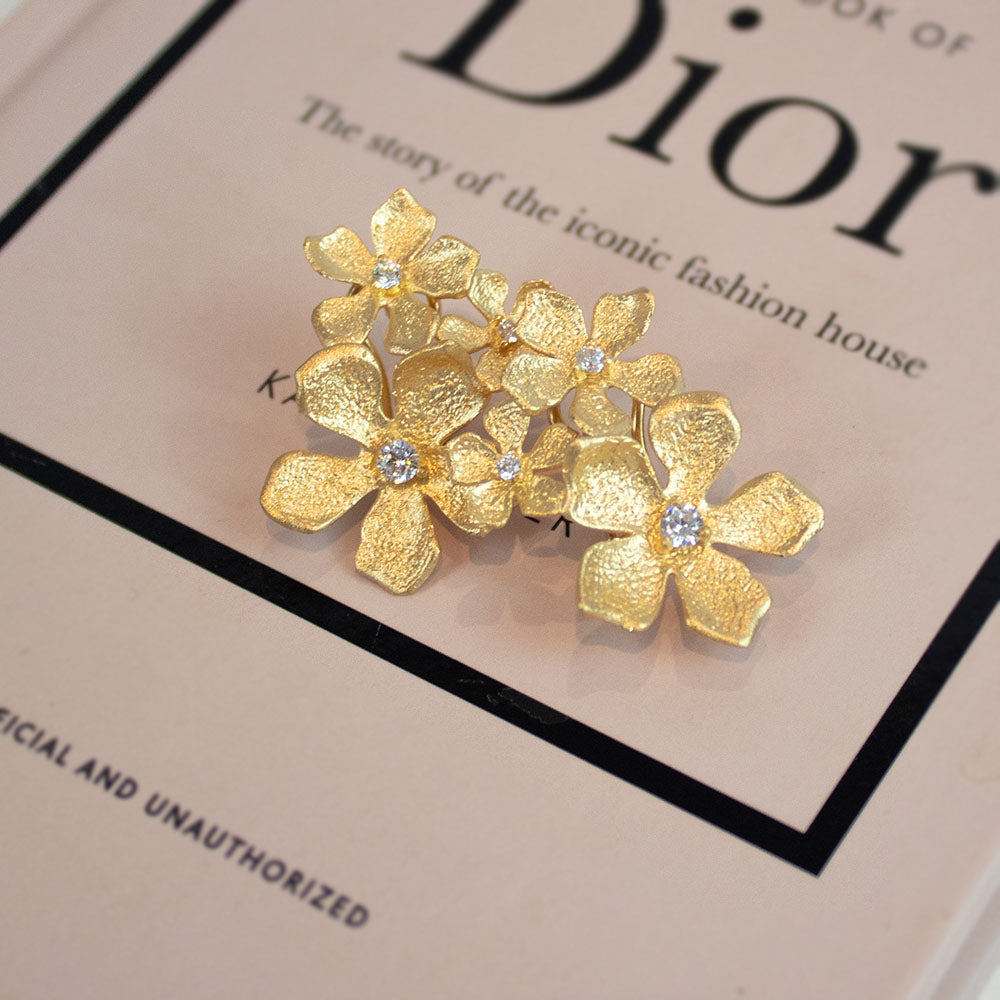 Gold Plated Blossom Trio Flower Earrings