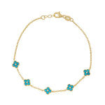 Load image into Gallery viewer, Gold Plated Turquoise Clover Bracelet