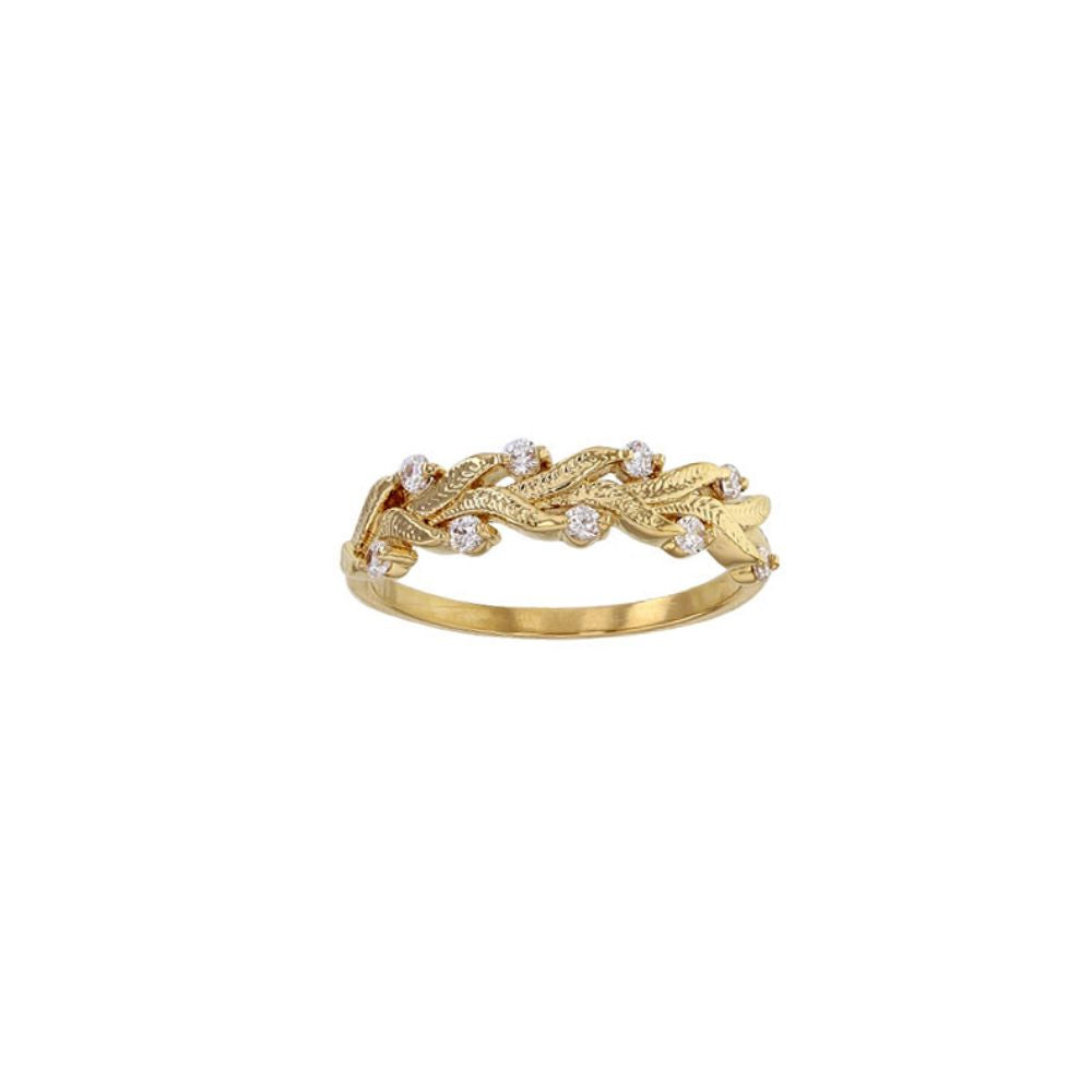 Gold Plated Willow CZ Band Ring