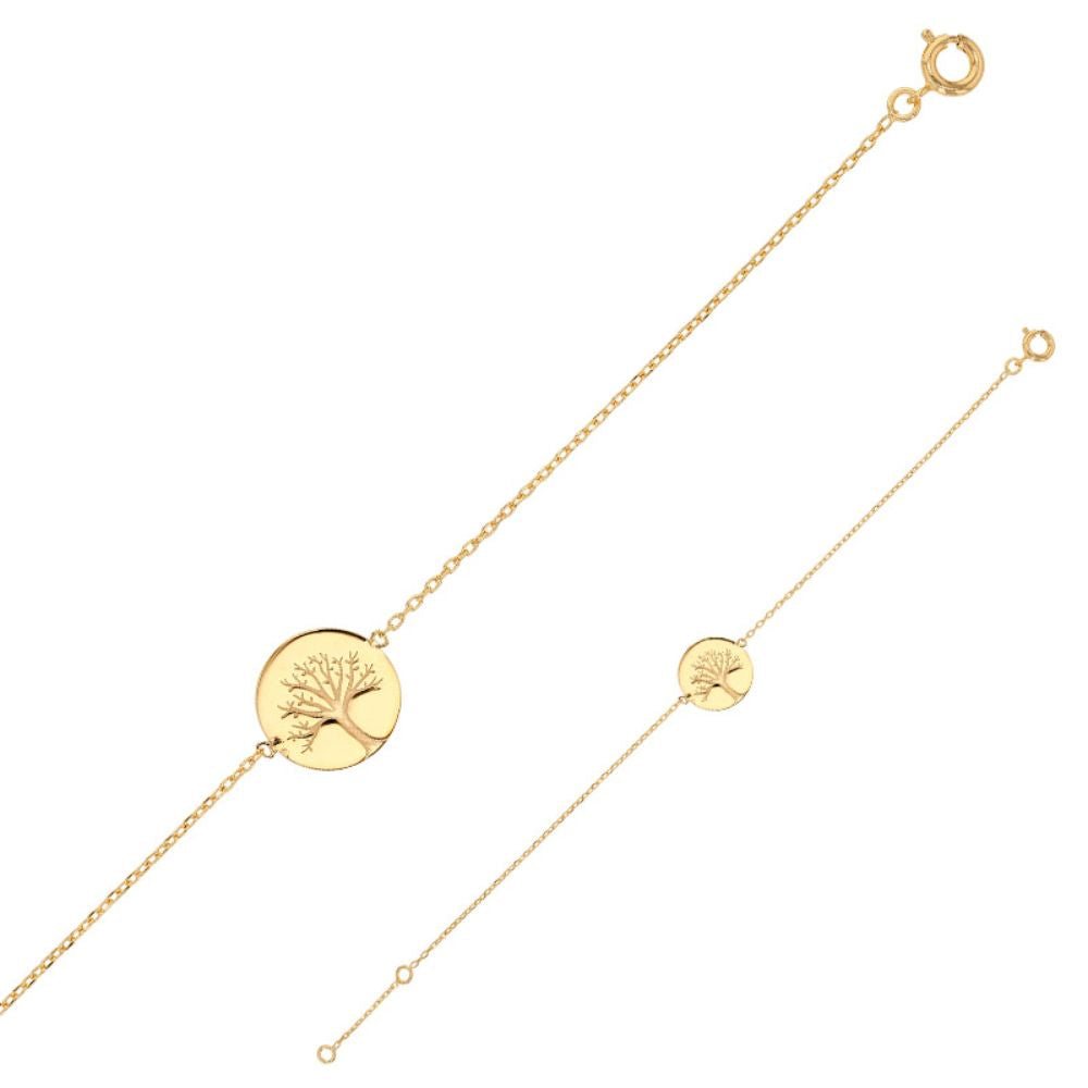 Gold Plated Willow Circle Tree of Life Bracelet