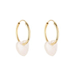 Load image into Gallery viewer, 9ct Gold Mother of Pearl Sleeper Hoop Earrings