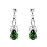 Load image into Gallery viewer, Silver CZ Emerald Trinity Knot Drop Earrings