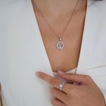 Load image into Gallery viewer, Silver Claddagh April Birthstone Necklace