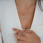 Load image into Gallery viewer, Silver Claddagh August Birthstone Necklace