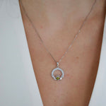 Load image into Gallery viewer, Silver Claddagh August Birthstone Necklace
