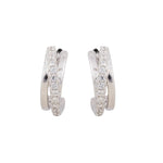 Load image into Gallery viewer, Silver CZ Crossover Huggie Hoop Earrings