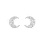 Load image into Gallery viewer, Silver CZ Moon Studs
