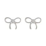 Load image into Gallery viewer, Silver Open Bow Centred CZ Stud Earrings