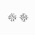 Load image into Gallery viewer, Silver CZ Petal Stud Earrings