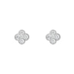Load image into Gallery viewer, Silver CZ Clover Stud Earrings
