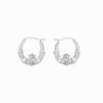 Load image into Gallery viewer, Silver Claddagh Huggie Hoop Earrings