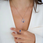 Load image into Gallery viewer, Silver Claddagh December Birthstone Necklace
