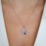 Load image into Gallery viewer, Silver Claddagh December Birthstone Necklace