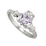 Load image into Gallery viewer, Silver June Birthstone Claddagh Ring