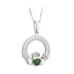 Load image into Gallery viewer, Silver Claddagh May Birthstone Necklace