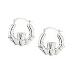 Load image into Gallery viewer, Silver Mini Claddagh Hoop Earrings