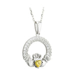 Load image into Gallery viewer, Silver Claddagh November Birthstone Necklace
