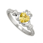 Load image into Gallery viewer, Silver November Birthstone Claddagh Ring