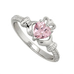 Load image into Gallery viewer, Silver October Birthstone Claddagh Ring
