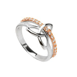 Load image into Gallery viewer, Silver Rose Gold CZ Trinity Knot Ring