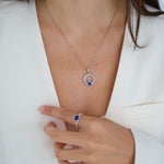 Load image into Gallery viewer, Silver Claddagh September Birthstone Necklace