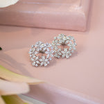 Load image into Gallery viewer, Silver Multi CZ Open Circle Studs